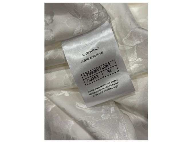 Camisa sin mangas de brocado de seda Chanel Blanco - vista 4