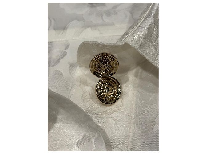Camisa sin mangas de brocado de seda Chanel Blanco - vista 6
