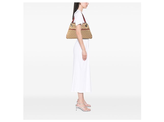 Borsa a tracolla Gucci GG Canvas Eclipse color Tan Cammello - vista 7