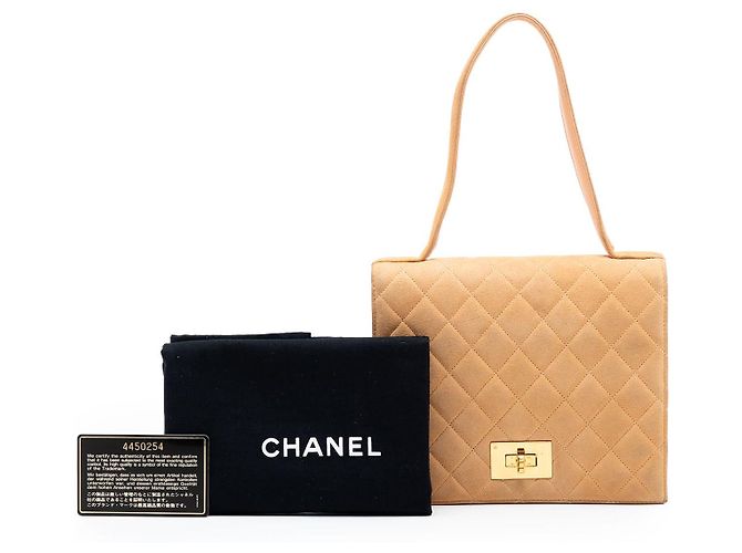 Bolsa Chanel Rita Flap em camurça acolchoada bege - vista 7