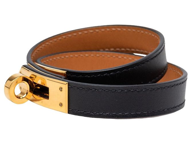 Bracciale Kelly Double Tour in pelle Swift nera Hermès Nero - vista 2