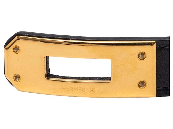 Bracciale Kelly Double Tour in pelle Swift nera Hermès Nero - vista 4