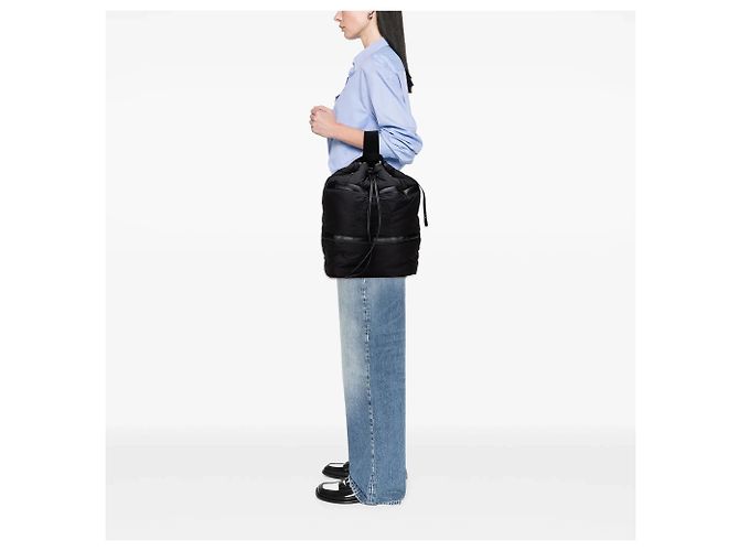 Black Saint Laurent Nylon Rive Gauche Drawstring Backpack - view 10