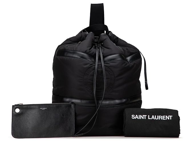 Black Saint Laurent Nylon Rive Gauche Drawstring Backpack - view 11