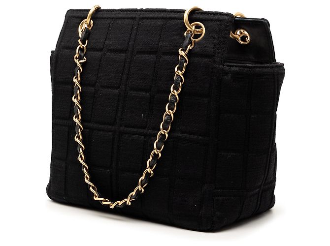 Borsa a Spalla Chanel Jersey CC Chocolate Bar Nera Nero - vista 2
