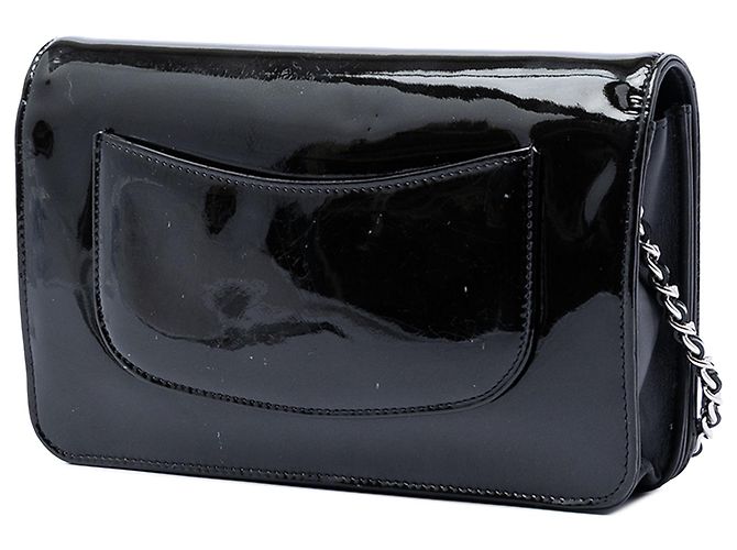 Wallet On Chain Borsa a tracolla Chanel CC in vernice nera con strass Nero - vista 2