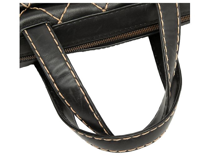 Borsa Chanel CC in agnello nero con cuciture wild stitch - vista 7