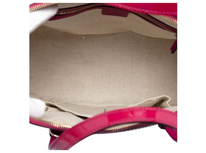 Piccola borsa satchel Gucci Small Microguccissima in vernice rosa - vista 4