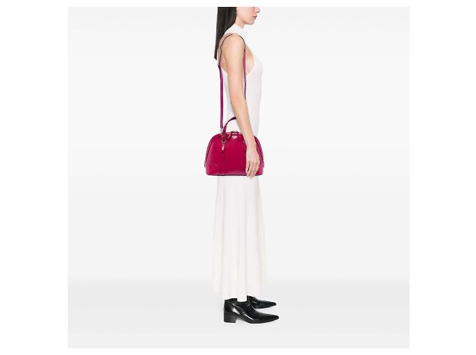 Piccola borsa satchel Gucci Small Microguccissima in vernice rosa - vista 7