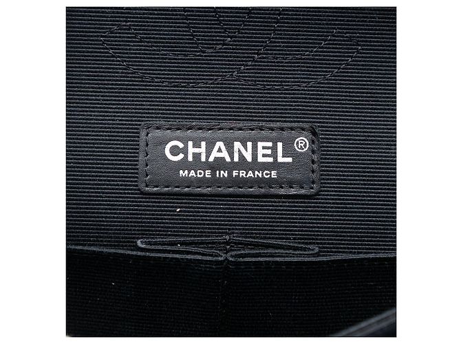 Borsa a tracolla Chanel Medium Classic Ribbon and Tweed Logo Double Flap nera Nero - vista 5