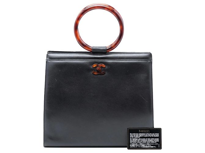 Borsa Chanel CC in pelle di vitello nero tartarugata - vista 8