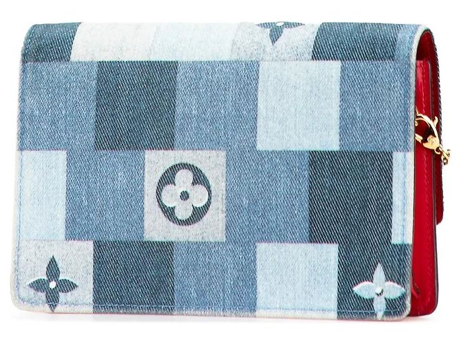 Borsa a tracolla portafoglio con catena Louis Vuitton Monogram Denim Patchwork Fiore blu - vista 2