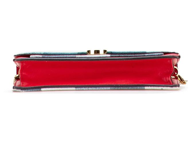 Borsa a tracolla portafoglio con catena Louis Vuitton Monogram Denim Patchwork Fiore blu - vista 3