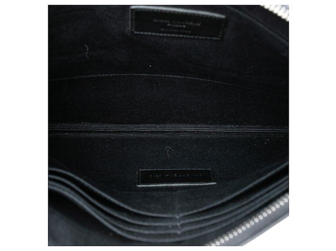 Clutch in pelle granulata nera Saint Laurent con zip Nero - vista 4