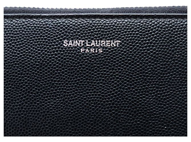 Clutch in pelle granulata nera Saint Laurent con zip Nero - vista 5