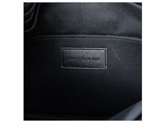 Clutch in pelle granulata nera Saint Laurent con zip Nero - vista 6