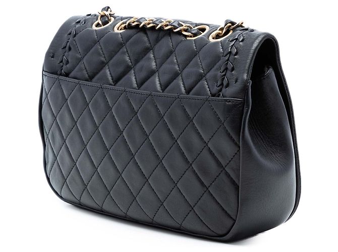 Borsa a tracolla Chanel Quilted Lambskin Braided Saddle Flap nera Nero - vista 2