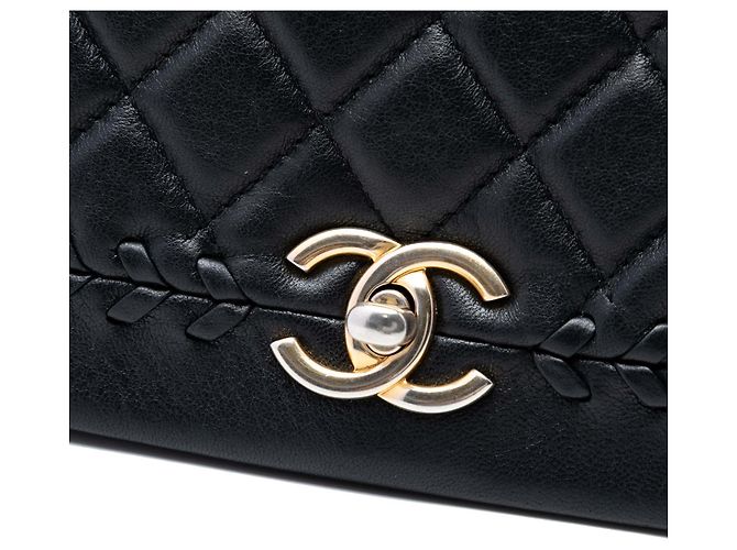 Borsa a tracolla Chanel Quilted Lambskin Braided Saddle Flap nera Nero - vista 6