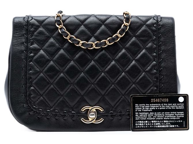 Borsa a tracolla Chanel Quilted Lambskin Braided Saddle Flap nera Nero - vista 8