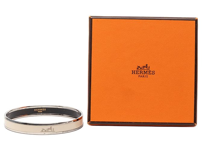 Bracciale Hermès Narrow Enamel Caleche Bangle 70 Costume Bianco - vista 6