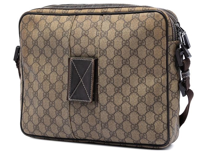 Borsa a tracolla Gucci GG Supreme Interlocking G beige - vista 2