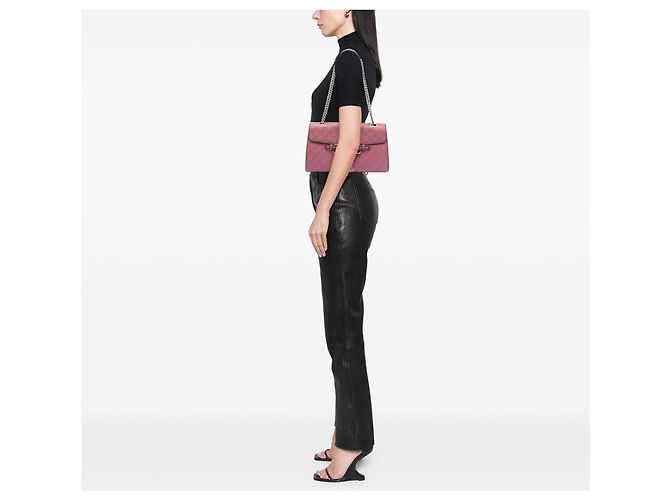 Borsa a tracolla Gucci Medium Guccissima Emily rosa - vista 7
