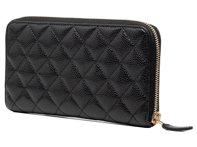 Portafoglio lungo con zip Chanel CC Quilted Caviar nero - vista 2