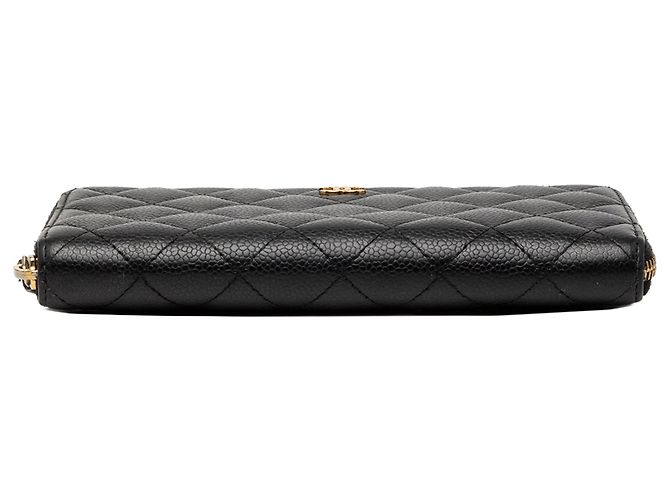 Portafoglio lungo con zip Chanel CC Quilted Caviar nero - vista 3