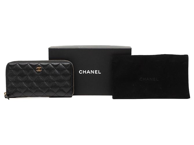 Portafoglio lungo con zip Chanel CC Quilted Caviar nero - vista 8