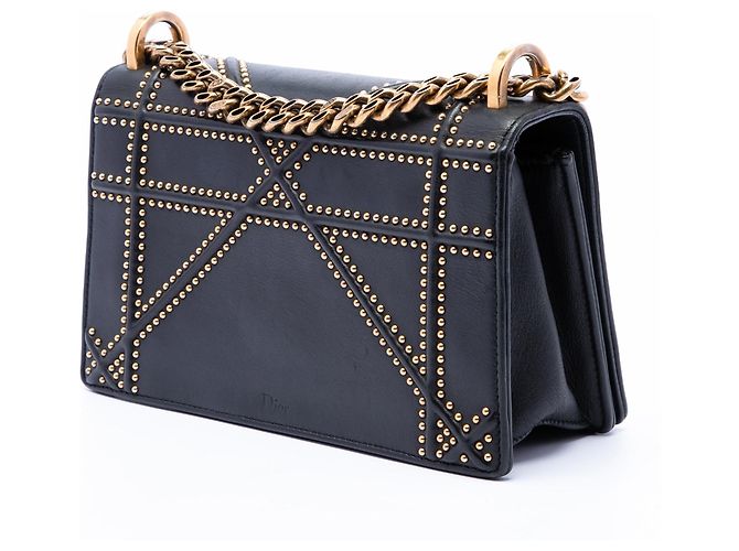Borsa a tracolla Diorama in agnello borchiato nero Dior Medium - vista 2