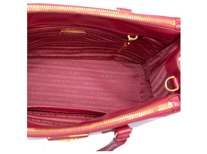 Prada Small Saffiano Vernice Galleria Double Zip Satchel in Pink - Ansicht 4