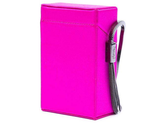 Mini bolso bandolera smoking de seda rosa Saint Laurent - vista 2