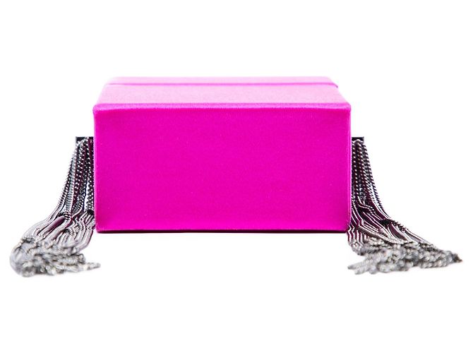 Mini bolso bandolera smoking de seda rosa Saint Laurent - vista 3