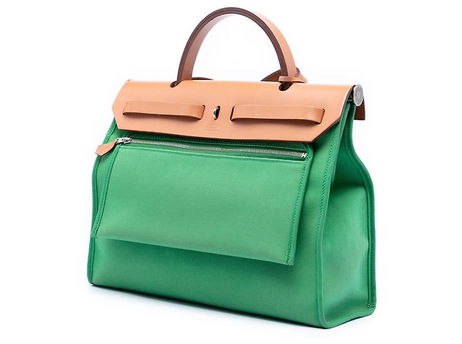 Borsa Hermès Toile Herbag Zip 31 verde - vista 2