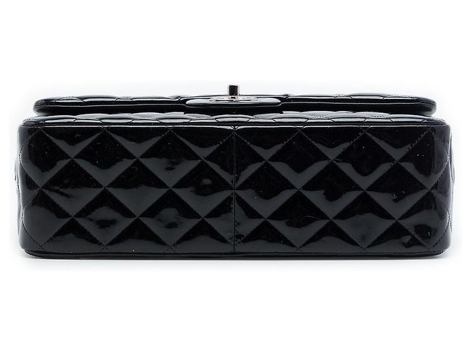 Borsa a tracolla Chanel Jumbo Classic Patent Double Flap nera Nero - vista 3