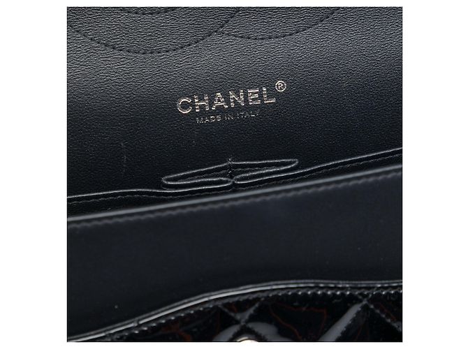 Borsa a tracolla Chanel Jumbo Classic Patent Double Flap nera Nero - vista 5
