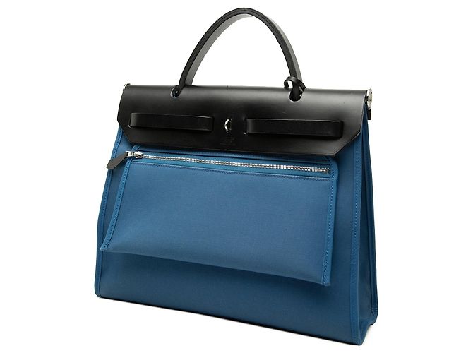 Borsa Hermès Toile Herbag Zip 31 blu Nero - vista 2