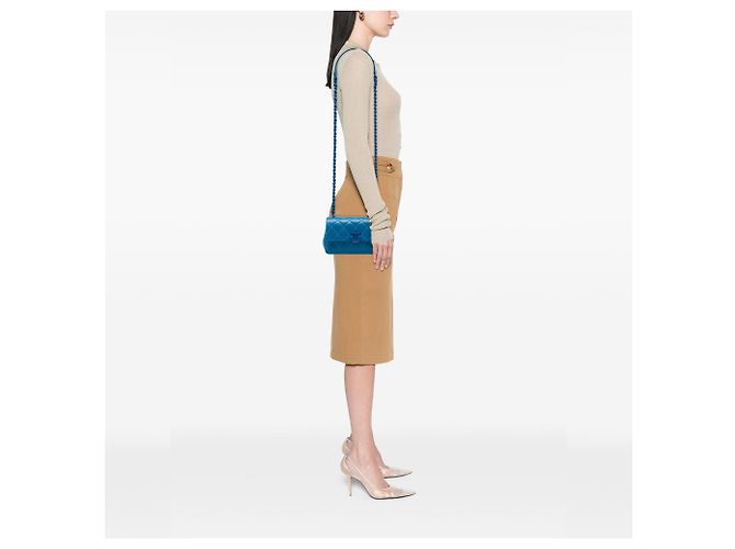 Borsa a tracolla Chanel Small Quilted Caviar My Everything Flap Blu - vista 5
