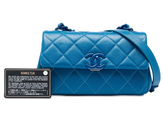 Borsa a tracolla Chanel Small Quilted Caviar My Everything Flap Blu - vista 6
