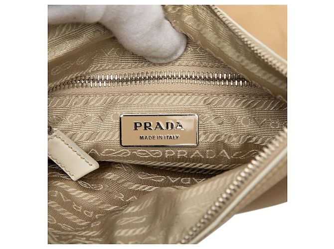 Borsa a tracolla Tessuto con bordi in pelle beige Prada - vista 5