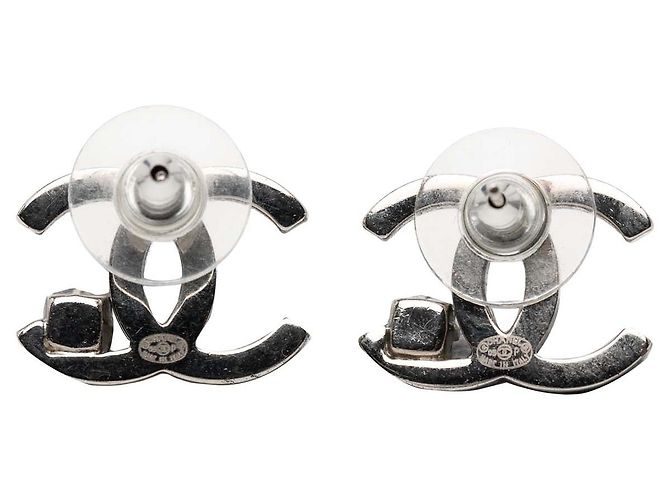 Chanel Silberne CC Strass-Steckohrringe versilbert - Ansicht 2
