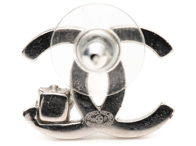 Chanel Silberne CC Strass-Steckohrringe versilbert - Ansicht 3