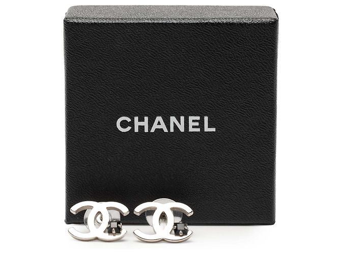 Chanel Silberne CC Strass-Steckohrringe versilbert - Ansicht 4