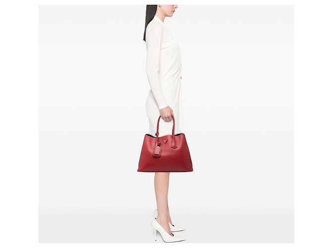 Borsa Double Saffiano Cuir Large rossa Prada Rosso - vista 6