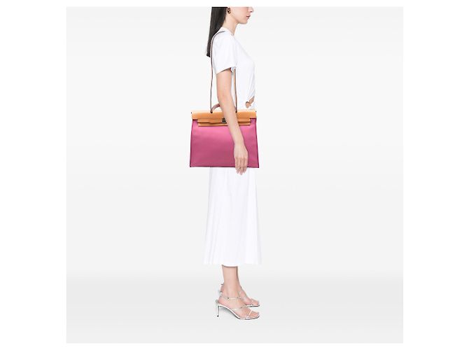 Borsa Hermès Toile Herbag Zip 31 rosa - vista 7