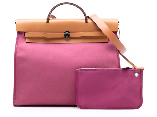 Borsa Hermès Toile Herbag Zip 31 rosa - vista 8