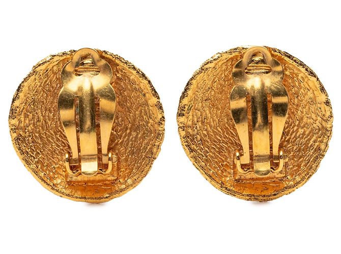 Orecchini a clip rotondi Chanel CC placcati oro con intreccio dorato D'oro - vista 2