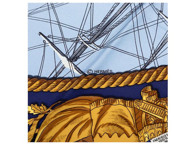 Sciarpa in seta Hermès Marine et Cavalerie 90 Blu - vista 5