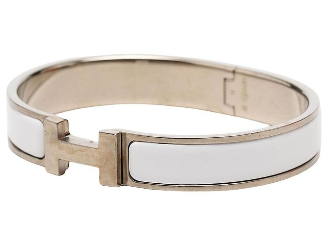 Hermès Clic H Armband schmal Email Weiß GM - Ansicht 2
