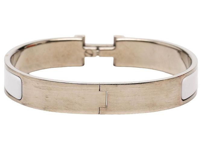 Hermès Clic H Armband schmal Email Weiß GM - Ansicht 3